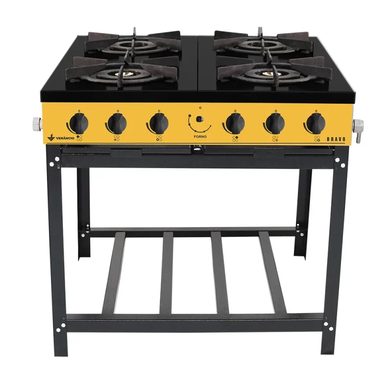FOGÃO INDUSTRIAL BRAVO 4 BOCAS AMARELO – VENÂNCIO